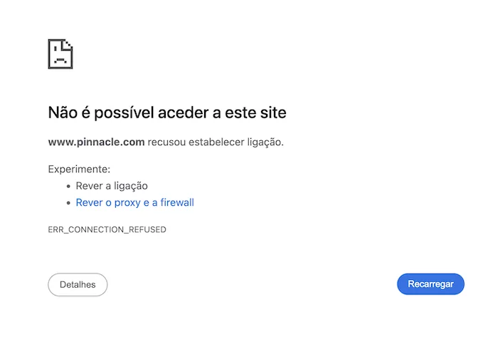 Sito Web Pinnacle bloccato