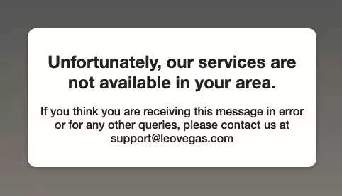 Avviso di blocco dell'accesso al sito LeoVegas