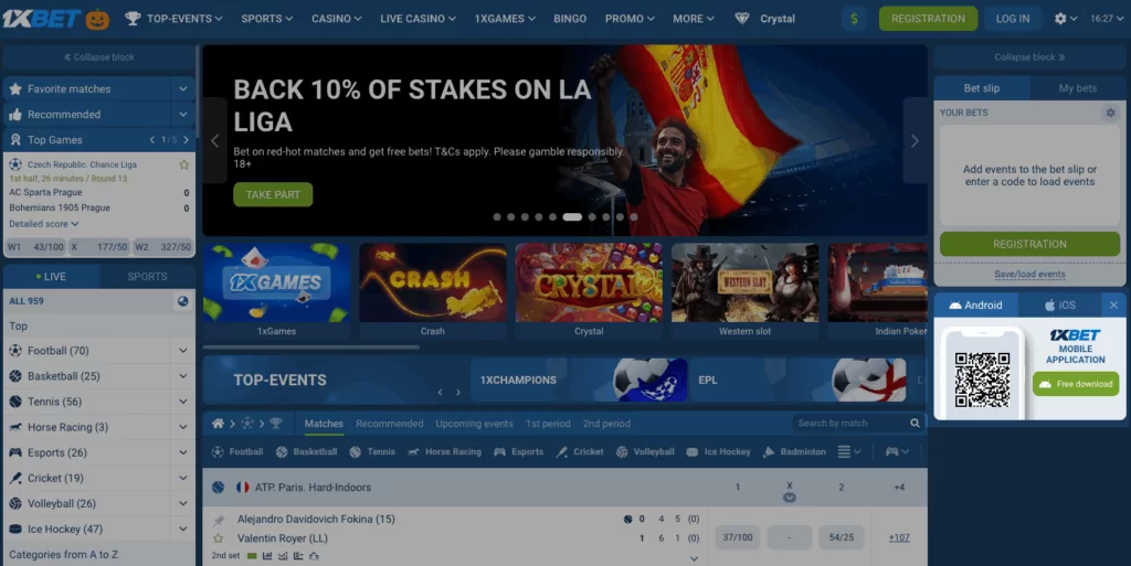 Esempio internazionale di download dell'app 1xBet
