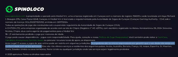 Dichiarazione di non responsabilità del casinò Spinoloco