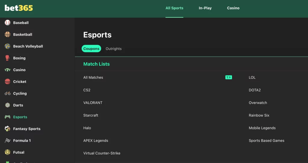 eSport su Bet365
