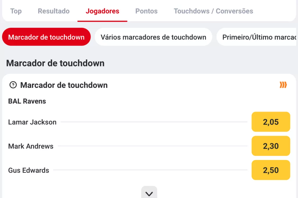 Indicatore di touchdown, su Betclic
