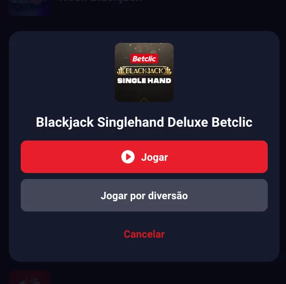 Blackjack Betclic con possibilità di essere giocato gratuitamente.