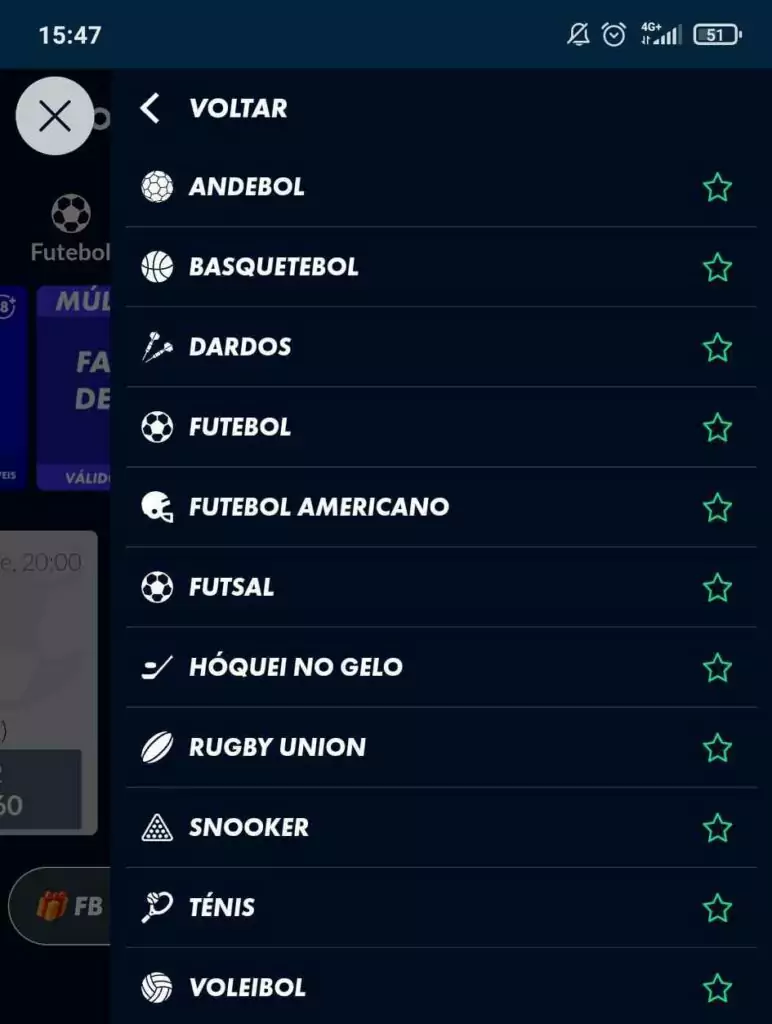 elenco degli sport nell'app solverde