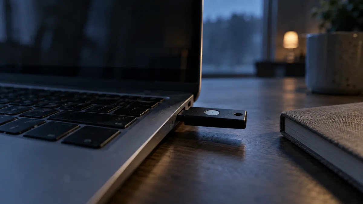 Tastiera di un computer e chiave di sicurezza