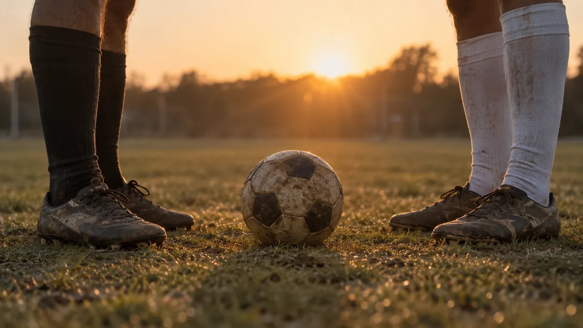 Due giocatori sul campo di allenamento al tramonto