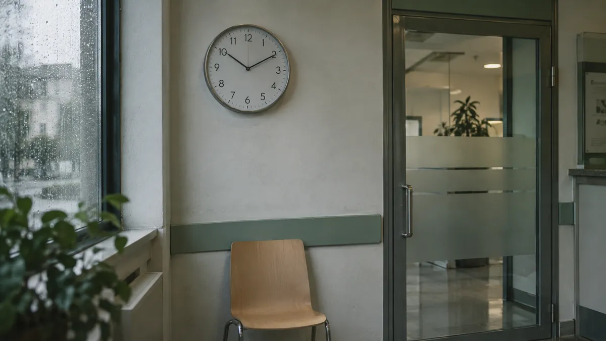 Orologio e seduta in una sala d’attesa